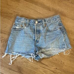 Levi's Light Blue Distressed Jean Shorts